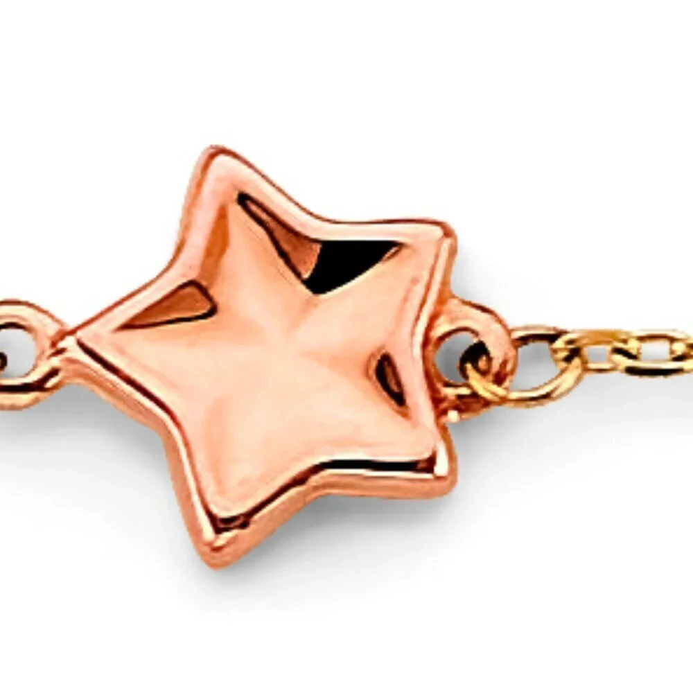 KIDS GIRLS 14K 3 COLOR GOLD STAR BALL Bracelet 5